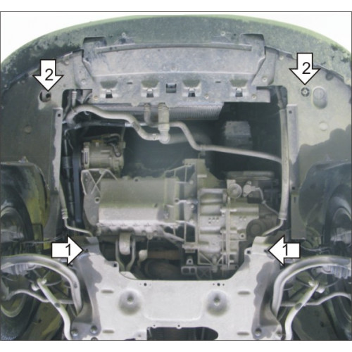 Защита Картера двигателя, КПП MOTODOR для Citroen C5 2004-2008, Сталь 2 мм - Арт. 410