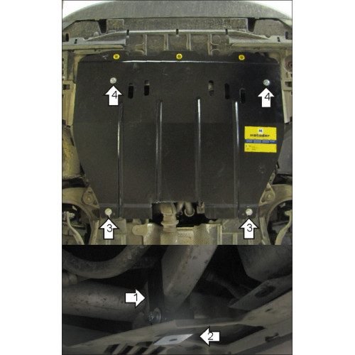 Защита Картера двигателя, КПП MOTODOR для Citroen C5 2007-2017 (II), Сталь 2 мм - Арт. 411