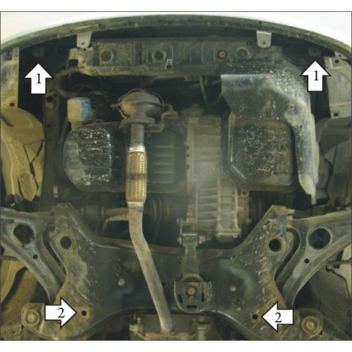 Защита Картера двигателя, КПП MOTODOR для Hyundai Getz 2005-2011, Сталь 2 мм - Арт. 909
