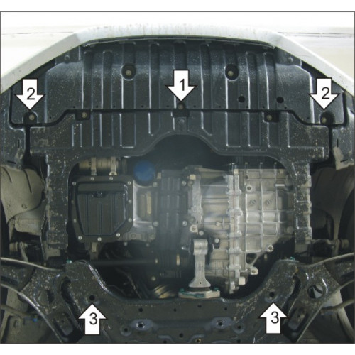 Защита Картера двигателя, КПП MOTODOR для Hyundai Elantra 2010-2014, Сталь 2 мм - Арт. 936