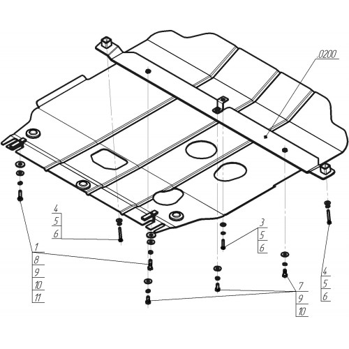 Защита Картера двигателя, КПП MOTODOR для Hyundai Elantra 2010-2014, Сталь 2 мм - Арт. 936