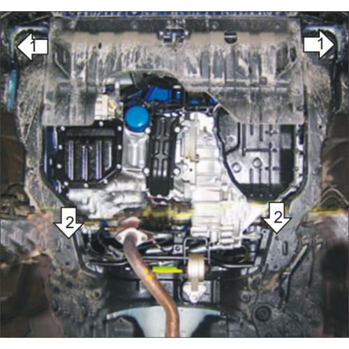 Защита Картера двигателя, КПП MOTODOR для KIA Cerato 2004-2006, Сталь 2 мм - Арт. 1022