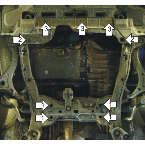 Защита Картера двигателя, КПП MOTODOR для KIA Carnival 2006-2014, Сталь 2 мм - Арт. 1024