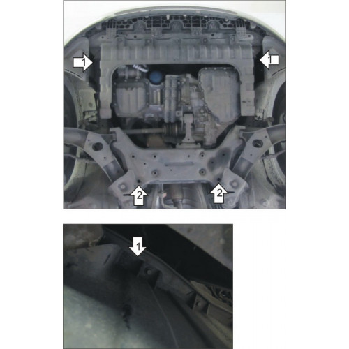 Защита Картера двигателя, КПП MOTODOR для KIA Venga 2009-2014 (I), Сталь 2 мм - Арт. 1030