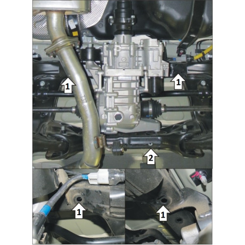 Защита Заднего дифференциала MOTODOR для Hyundai Santa Fe 2021- (V), Сталь 2 мм - Арт. 1043