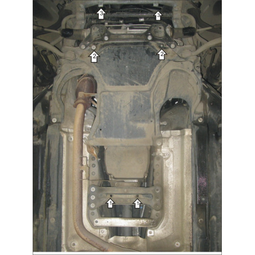 Защита Картера двигателя, КПП MOTODOR для Mercedes-Benz C-class 2007-2011, Сталь 2 мм - Арт. 1227