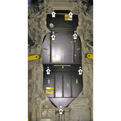 Защита Картера двигателя, КПП, Раздаточной коробки MOTODOR для Nissan Pathfinder 2010-2014 (III R51 рестайлинг), Сталь 2 мм - Арт. 1449