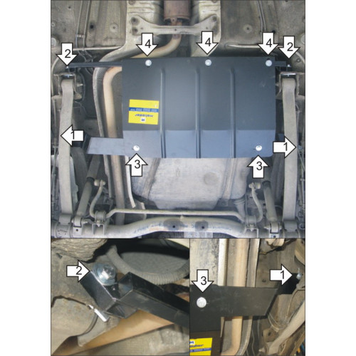Защита Топливного бака MOTODOR для Volkswagen Caddy 2004-2010, Сталь 2 мм - Арт. 2728
