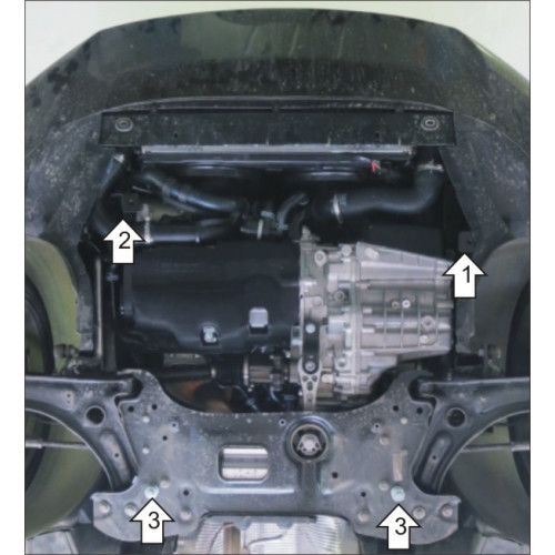 Защита Картера двигателя, КПП MOTODOR для Skoda Yeti 2009-2018, Сталь 2 мм - Арт. 2733