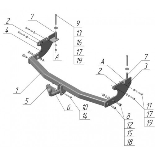 Фаркоп Avtos на GREAT WALL Hover 2003-2009 Арт.GW 03