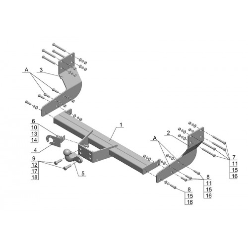 Фаркоп Avtos на VOLKSWAGEN Crafter (со ступ.) 3,665-4,325 2006- Арт.MB 04