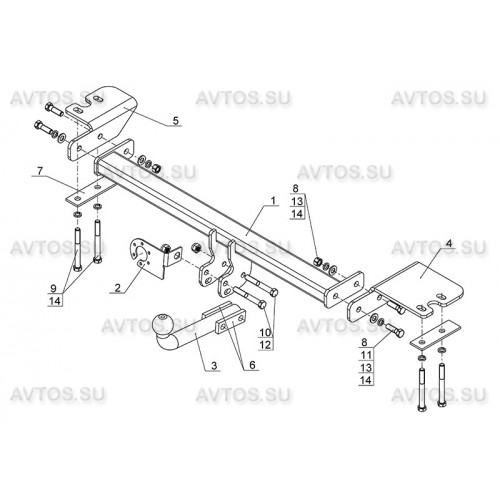 Фаркоп Avtos на SSANG YONG Stavic 2013- Арт.SY 012