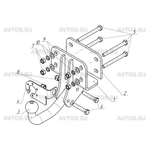 Фаркоп Avtos на TOYOTA Hilux 2005-2015 Арт.TY 27