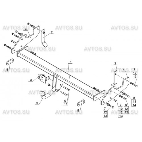 Фаркоп Avtos на TOYOTA Hilux 2005-2015 Арт.TY 36